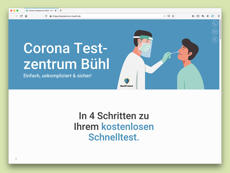 Corona-Testzentrum Bühl / In 4 Schritten zum kostenlosen Schnelltest.